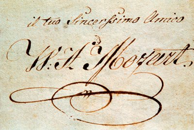 توقيع الملحن النمساوي فولفغانغ أماديوس موزارت (1756-1791) بواسطة فولفغانغ أماديوس موزارت