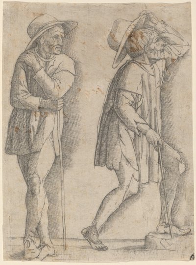 اثنان من الفلاحين بواسطة Workshop of Andrea Mantegna