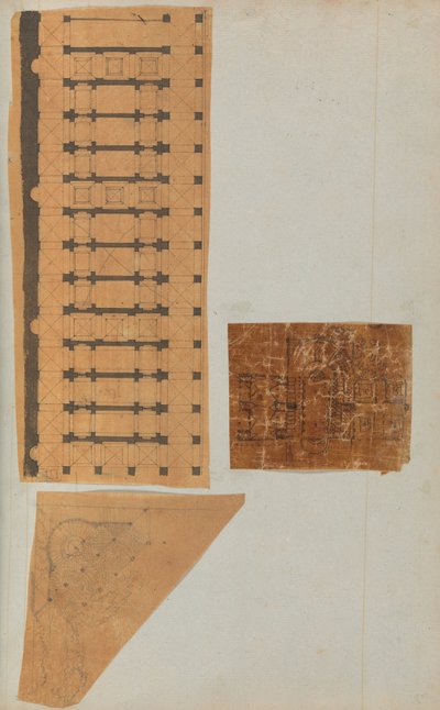 صفحة من دفتر قصاصات تحتوي على رسومات والعديد من المطبوعات المعمارية ، Int ... ، كاليفورنيا. 1800-1850. التأليف: ورشة عمل تشارلز بيرسييه ، ورشة عمل بيير فرانسوا ليونارد فونتين. بواسطة ورشة عمل تشارلز بيرسيير ، ورشة عمل بيير