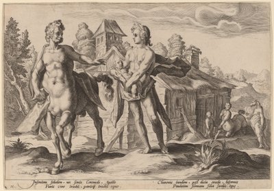 Apollo Entrusting Chiron مع تعليم Asclepius بواسطة ورشة عمل هندريك غولتزيوس ، بعد هندريك غولتزيوس