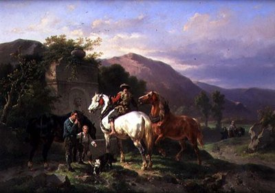 سقي الخيول (زيت على قماش) بواسطة Wouterus Verschuur