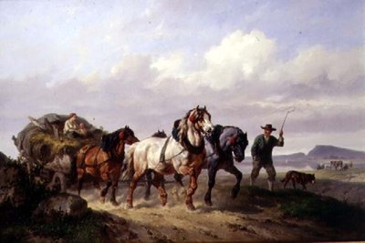 فريق من خيول الجر (زيت على قماش) بواسطة Wouterus Verschuur