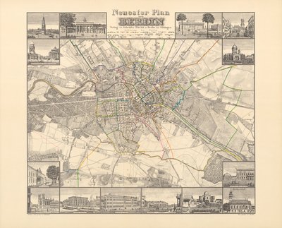 خريطة برلين التاريخية ، نشرتها شركة Verlag von Gebrueder Rocca ، برلين 1838 بواسطة W.v. Moellendorf
