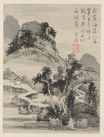 ألبوم المناظر الطبيعية الموسمية ، الورقة D (الصفحة السابقة 2) بواسطة Xiao Yuncong