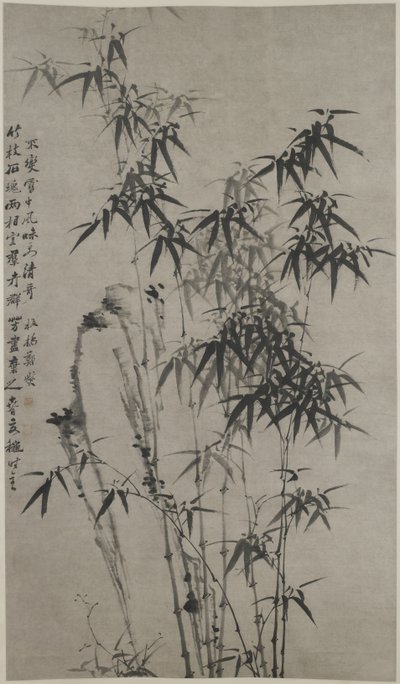 Bamboo and Rocks ، حوالي 1760 (حبر على ورق) بواسطة شيه تشنغ