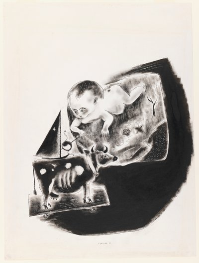 الطفل الرضيع ولعبة البقرة بواسطة ياسو كونيوشي