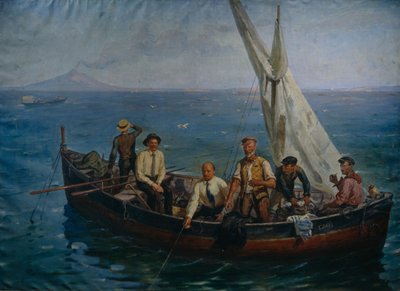 لينين والمؤلف مكسيم جوركي مع الصيادين في جزيرة كابري ، 1946 بواسطة يفيم ميخائيلوفيتش تشيبتسوف