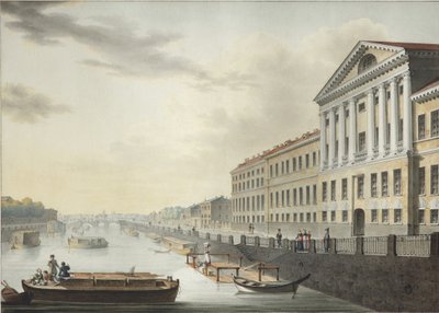 منظر لنهر فونتانكا من جسر إزمايلوفسكي ، 1820-1823 بواسطة يرمولاي إيفانوفيتش يشاكوف