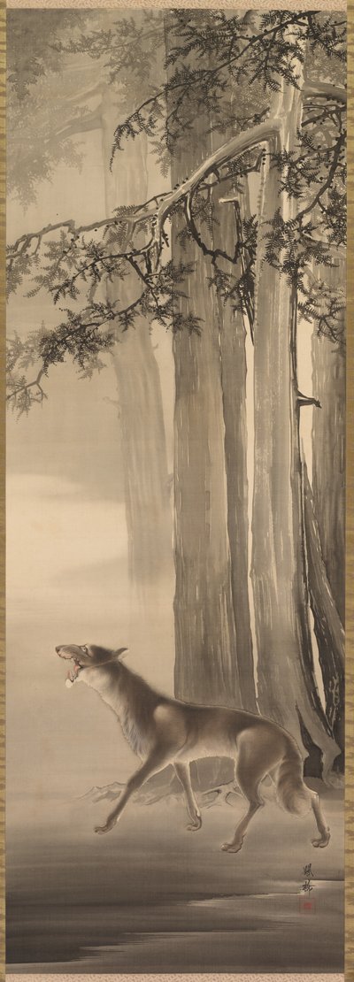 عواء الذئب في وادي الجبل العميق بواسطة Yoshimura Hōryū