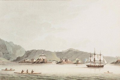 رسم توضيحي من رحلة حول العالم في السنوات 1803-06 ، في السفينة نيفا ، 1814 بواسطة يوري فيودوروفيتش ليسيانسكي