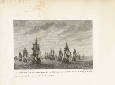 جان بارت فارت دوينكيرك بينين التقى دي هيروفيردي غرانشيبن ، 1694 في 3 يوليو 1694 ، عاد جان بارت إلى ميناء دونكيرك مع الأسطول المحمّل بالنزيف التي استولى عليها ، بالإضافة إلى ثلاث سفن من سرب العدو (العنوان على الجسم) مجموعة بواسطة إيف ماري لو جوز
