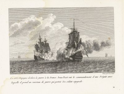 التقى جان بارت verovert een Spaans schip بـ 350 جنديًا آن بورد ، 1683 في عام 1683 ، أعلنت إسبانيا الحرب على فرنسا ، تولى جان بارت قيادة فرقاطة استولى بها على سفينة حربية تحمل 350 جنديًا إسبانيًا (اللقب على obje) بواسطة إيف ماري لو جوز
