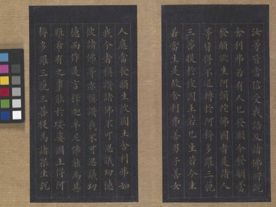 سوترا الحياة الأبدية (وو ليانغ شو جينغ) 1837 (طلاء ذهبي على ورق أزرق) بواسطة زيكسو لين
