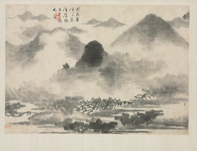 ألبوم المناظر الطبيعية في أنماط مختلفة: منظر طبيعي بعد Mi Fei ، 1684. بواسطة زها شيبيو