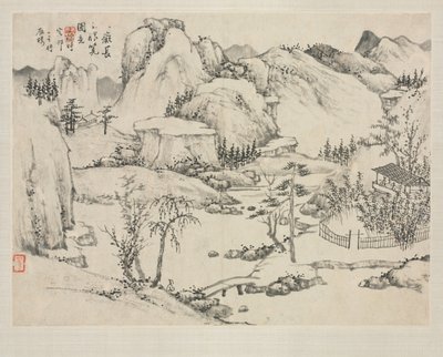 ألبوم المناظر الطبيعية في أنماط مختلفة: مشهد جبل. تشانغباي بعد هوانغ جونجوانج ، 1684. بواسطة زها شيبيو