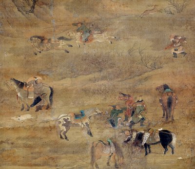 متسابق منغولي يطارد حصانًا. التفاصيل. الرسم الحريري لفو تشاو مونغ (1254-1322). أسرة يوان (1206-1368 م) باريس ، متحف غويميه ، المتحف الوطني للفنون الآسيوية بواسطة Zhao Mengfu Chao Meng Fu أو