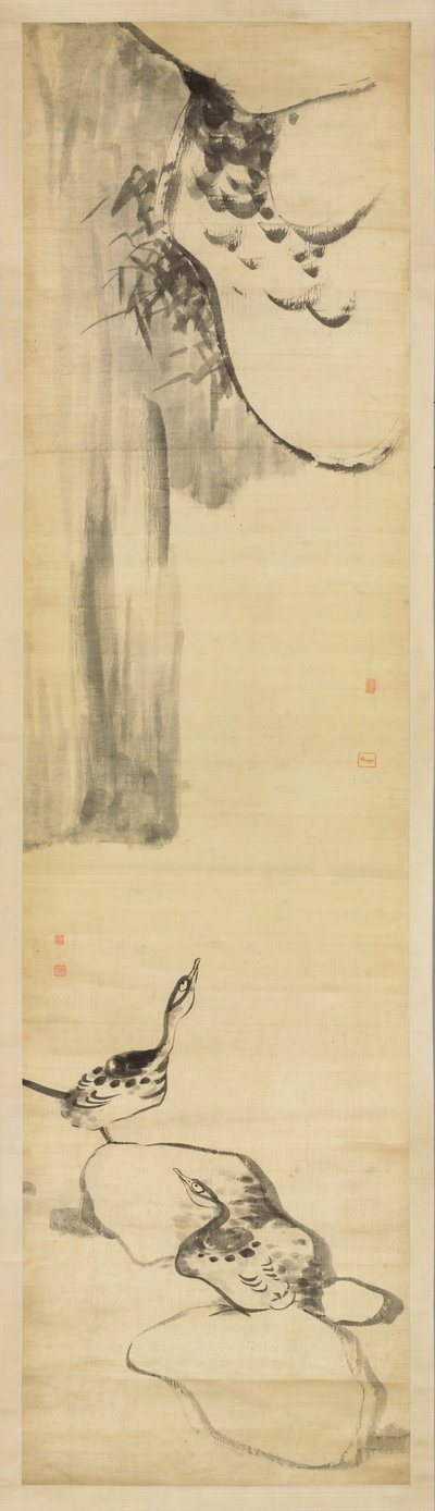 الطيور والبط (حبر على الساتان) بواسطة Zhu da Bada Shanren