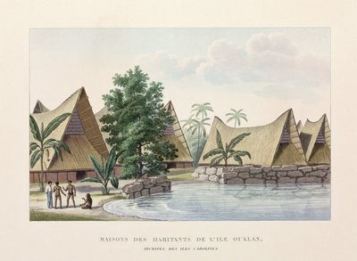 Architecture Houses on Oualan, Caroline Islands بواسطة فريدريك (المرتبط ب) بارنارد