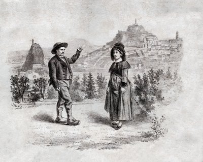 أوفيرناتس يرقص الحشو في بوي أون فيلاي ، فرنسا. حوالي عام 1900 (نقش) بواسطة . .