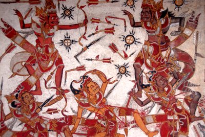 Ceiling painting in the Royal Palace; Battle of the Gods; Kerta Gosa; Taman Gili palace; Klungkung; Semarapura; Bali; Indonesia; Southeast Asia; Asia بواسطة فريدريك (المرتبط ب) بارنارد
