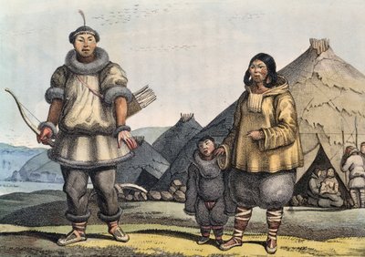 عائلة تشوكشي أمام الكوخ ، مضيق بيرينغ ، روسيا ، بقلم لويس خوريس (1795-1828) بواسطة دانييل فان دن كويبورن