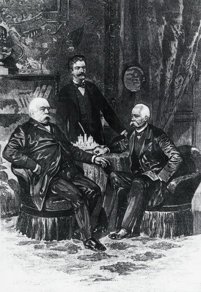مؤتمر بين أوتو فون بسمارك (1815-1898) وفرانشيسكو كريسبي (1819-1901) في فريدريشسروه ، أكتوبر 1887 ، ألمانيا بواسطة سيفيريني سيفيريني