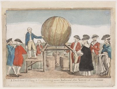 Demonstration of ballooning, c 1784 بواسطة فريدريك (المرتبط ب) بارنارد
