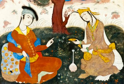 Fresco; two lovers; Persian miniature; Chehel Sotoun; Forty Pillars Palace; Isfahan; Iran; Asia بواسطة فريدريك (المرتبط ب) بارنارد