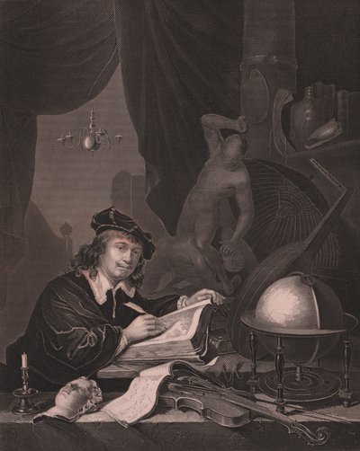 صورة للرسام الهولندي جيريت دو (1613-1675) ، نقش لألبرت هنري باين من لوحة جيريت دو ، من معرض باين الملكي في دريسدن ، بقلم ألبرت هنري باين وناشر إتش باين دريسدن ولايبزيغ ، حوالي عام 1840 بواسطة سيفيريني سيفيريني