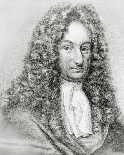 صورة لجوتفريد فيلهلم فون لايبنيز (1646-1716) ، عالم رياضيات وفيلسوف وعالم ألماني ، نقش بواسطة سيفيريني سيفيريني