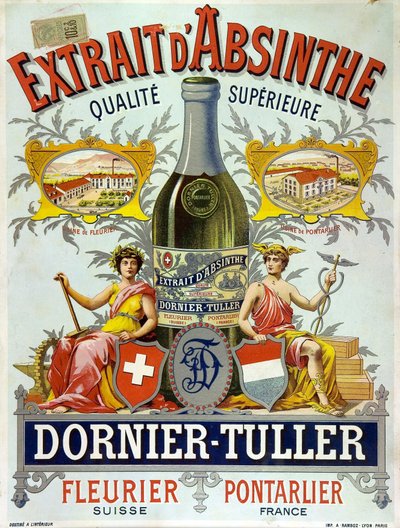 الإعلان عن Absinthe DOrnier Tuller، chromolithograph 1890 بواسطة فريدريك (المرتبط ب) بارنارد