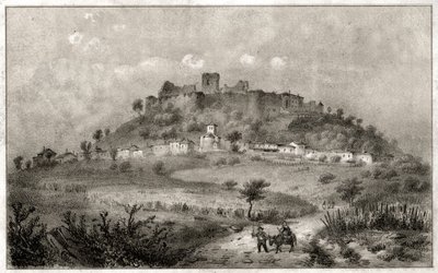 أنقاض قلعة بريني في لورين. كاليفورنيا. 1860 (نقش) بواسطة . .