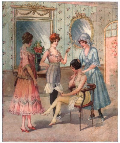 نساء بالملابس الداخلية حوالي 1910-1920 بواسطة . .