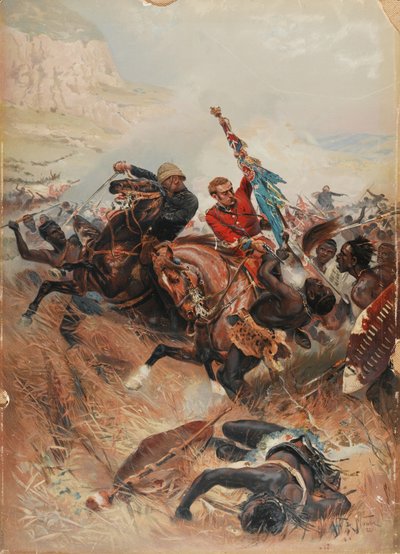 الملازمان ميلفيل وكوجهيل إنقاذ الألوان ، حرب الزولو عام 1879 ، 1881 (كروموليثو) بواسطة بعد ألفونس ماري دي نوفيل