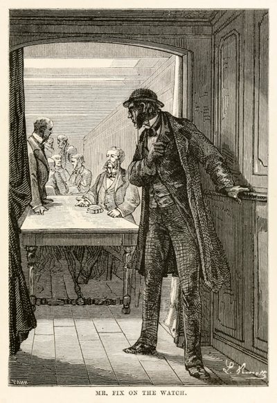 السيد فيكس على الساعة ، من حول العالم في ثمانين يومًا بقلم جول فيرن (1828-1905) ، نقش لويس دومون (م 1822) ، 1873 بواسطة بعد ألفونس ماري دي نوفيل