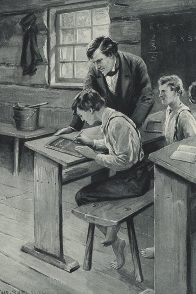 أبراهام لينكولن يتعلم الكتابة بواسطة بعد تشارلز ميلز شيلدون