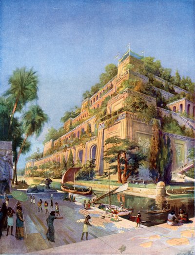 إعادة البناء الجميل للحدائق المعلقة في بابل بواسطة after Charles Mills Sheldon