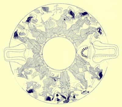 رقصة maenads إلى Dionysos ، التوضيح من لوحات زهرية يونانية بواسطة JE Harrison و DS MacColl ، تم نشره عام 1894 (صورة رقمية محسنة) بواسطة بعد المدرسة الإنجليزية