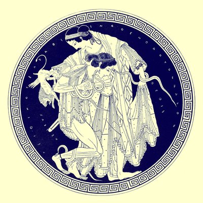 Peleus and Thetis ، رسم توضيحي من لوحات زهرية يونانية بواسطة JE Harrison و DS MacColl ، تم نشره عام 1894 (صورة رقمية محسنة) بواسطة بعد المدرسة الإنجليزية