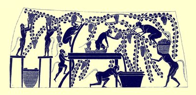 Satyrs جمع خمر ، التوضيح من لوحات زهرية اليونانية بواسطة JE Harrison و DS MacColl ، تم نشره عام 1894 (صورة رقمية محسنة) بواسطة after English School