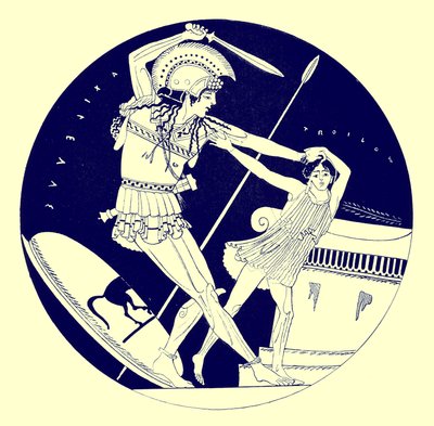وفاة Troilos ، رسم توضيحي من لوحات زهرية يونانية بواسطة JE Harrison و DS MacColl ، تم نشره عام 1894 (صورة رقمية محسنة) بواسطة بعد المدرسة الإنجليزية