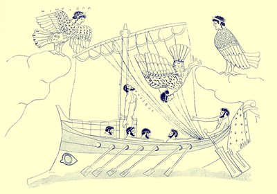 أوليسيس وصفارات الإنذار ، رسم توضيحي من لوحات زهرية يونانية بقلم جي إي هاريسون و DS MacColl ، تم نشره عام 1894 (صورة رقمية محسنة) بواسطة بعد المدرسة الإنجليزية