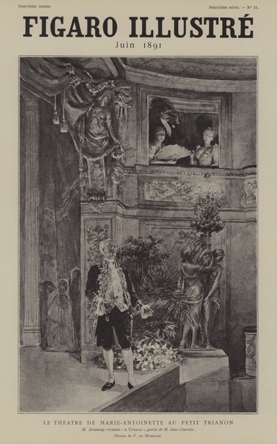 الممثل الفرنسي لويس أرسين ديلوناي يقرأ قصيدة جول كلاريتيس A Trianon في مسرح de Marie Antoinette في Petit Trianon ، فرساي بواسطة after Felicien baron de Myrbach Rheinfeld