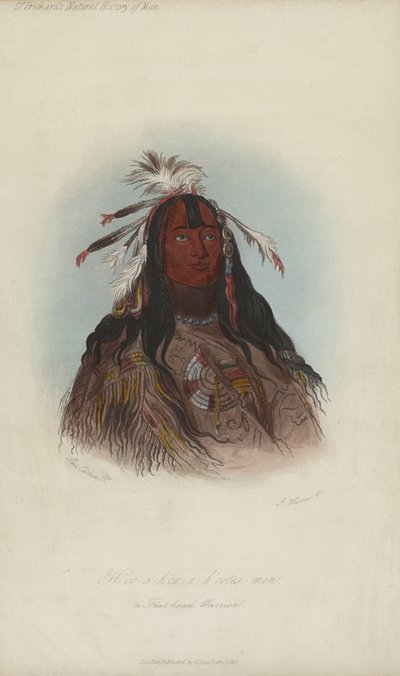 H؟ co-ah؟ co-ah؟ cotes-min، A Flat Head Warrior (aquatint) بواسطة بعد جورج كاتلين