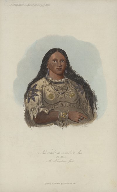 Mi-neek-ee-sunk-te-ka، The Mink، A Mandan Girl (aquatint) بواسطة بعد جورج كاتلين
