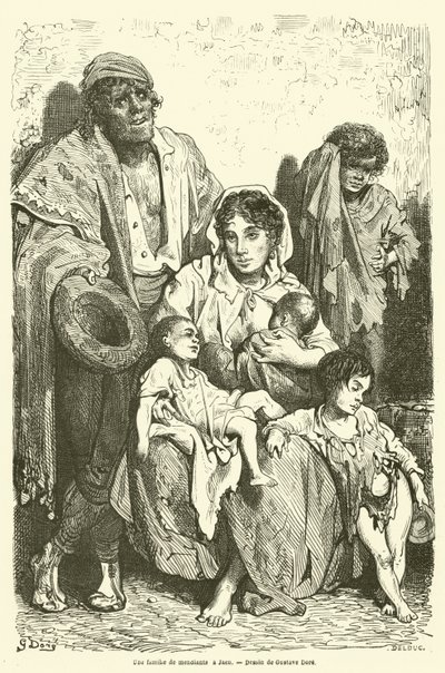 عائلة متسولين في خاين بواسطة Gustave after Dore