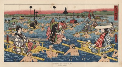 عبور Oho-E-Ga-Wa ، مقاطعة Suraga ، 1855 بواسطة بعد المدرسة اليابانية