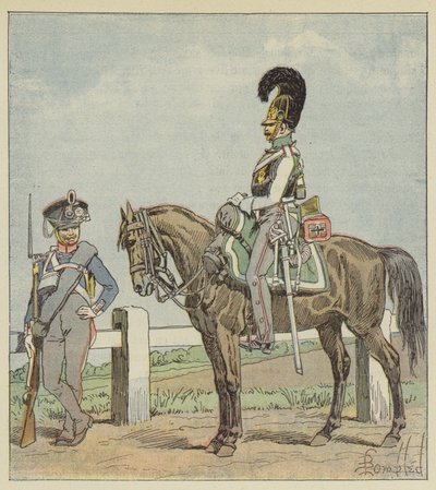 مشاة الخط البروسي (42nd reg) و cuirassier البروسي (1806) بواسطة بعد لويس تشارلز بومبل
