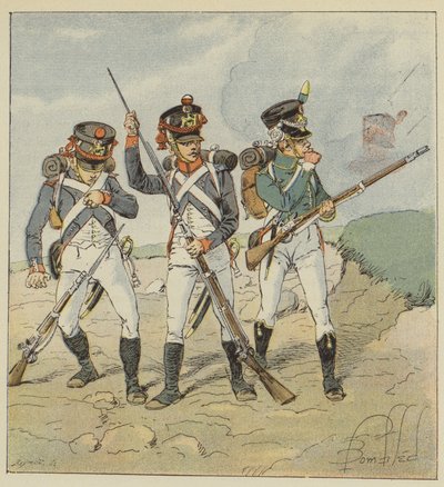 Young Guard ، 1806 ، Conscrit-grenadier ، Tirailleur-grenadier ، Flanqueur-chasseur بواسطة بعد لويس تشارلز بومبل