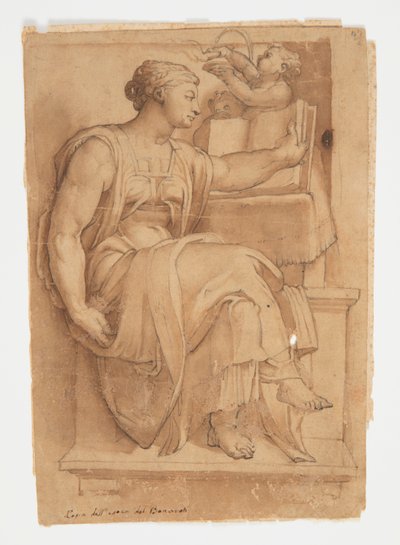 العرافة الحمرة من سقف كنيسة سيستين ، بعد مايكل أنجلو بواسطة after Michelangelo Buonarroti